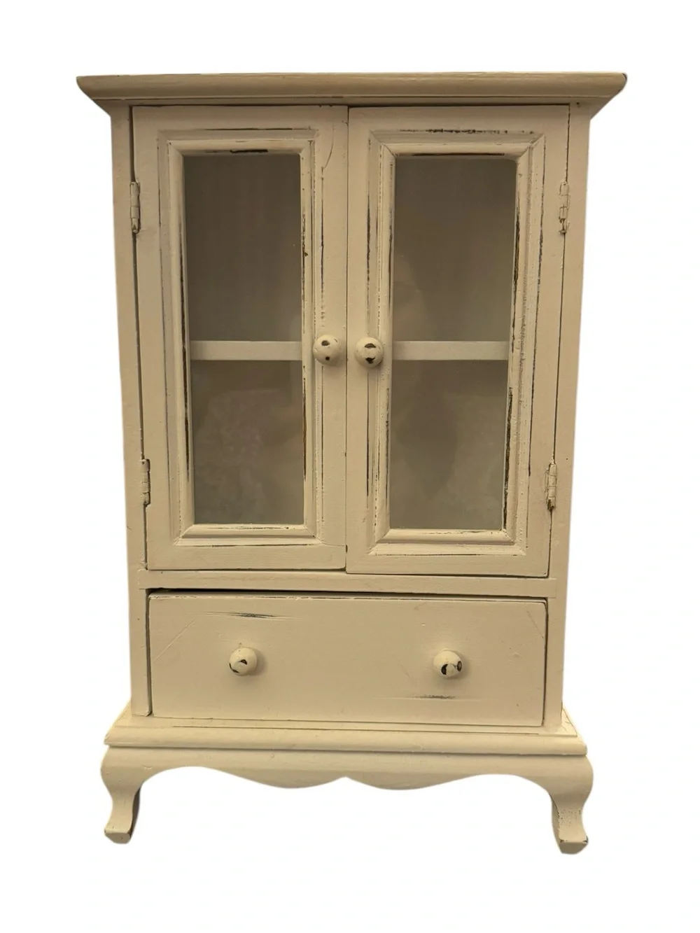 Cream Vintage-Style Display Cabinet Jewelry Box